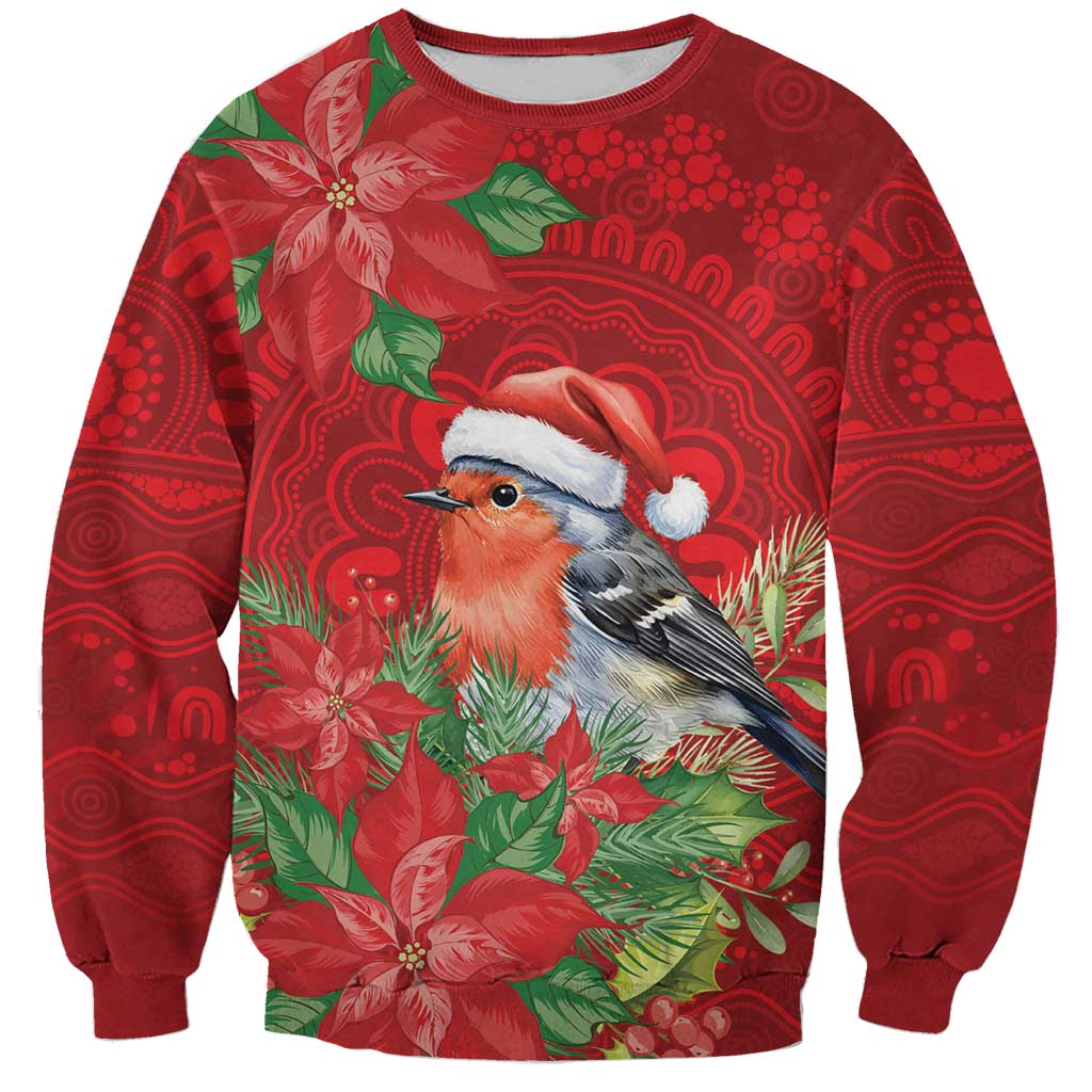 Australian Scarlet Robin Sweatshirt Aboriginal Inspired Christmas - Aussie Hoodie