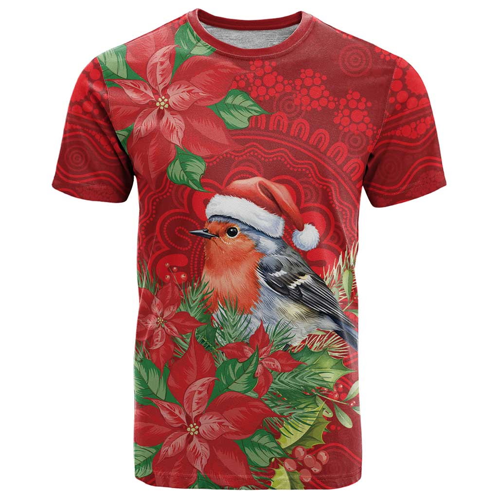 Australian Scarlet Robin T Shirt Aboriginal Inspired Christmas - Aussie Hoodie