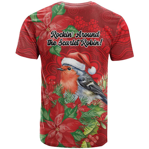 Australian Scarlet Robin T Shirt Aboriginal Inspired Christmas - Aussie Hoodie