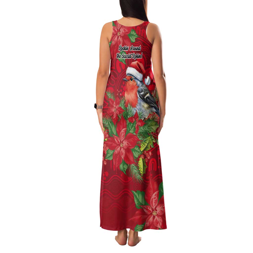 Australian Scarlet Robin Tank Maxi Dress Aboriginal Inspired Christmas - Aussie Hoodie