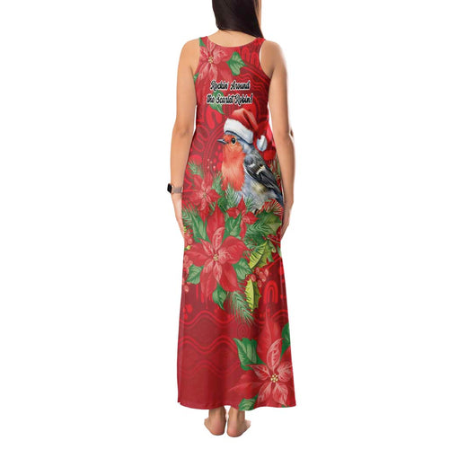 Australian Scarlet Robin Tank Maxi Dress Aboriginal Inspired Christmas - Aussie Hoodie