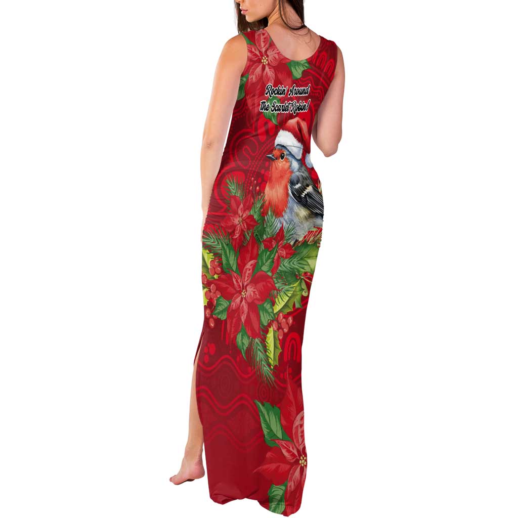 Australian Scarlet Robin Tank Maxi Dress Aboriginal Inspired Christmas - Aussie Hoodie