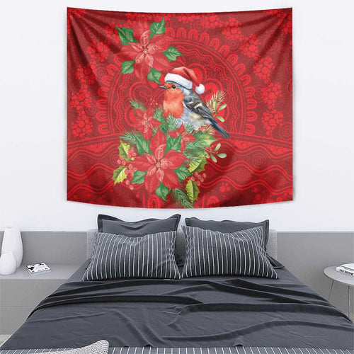 Australian Scarlet Robin Tapestry Aboriginal Inspired Christmas - Aussie Hoodie