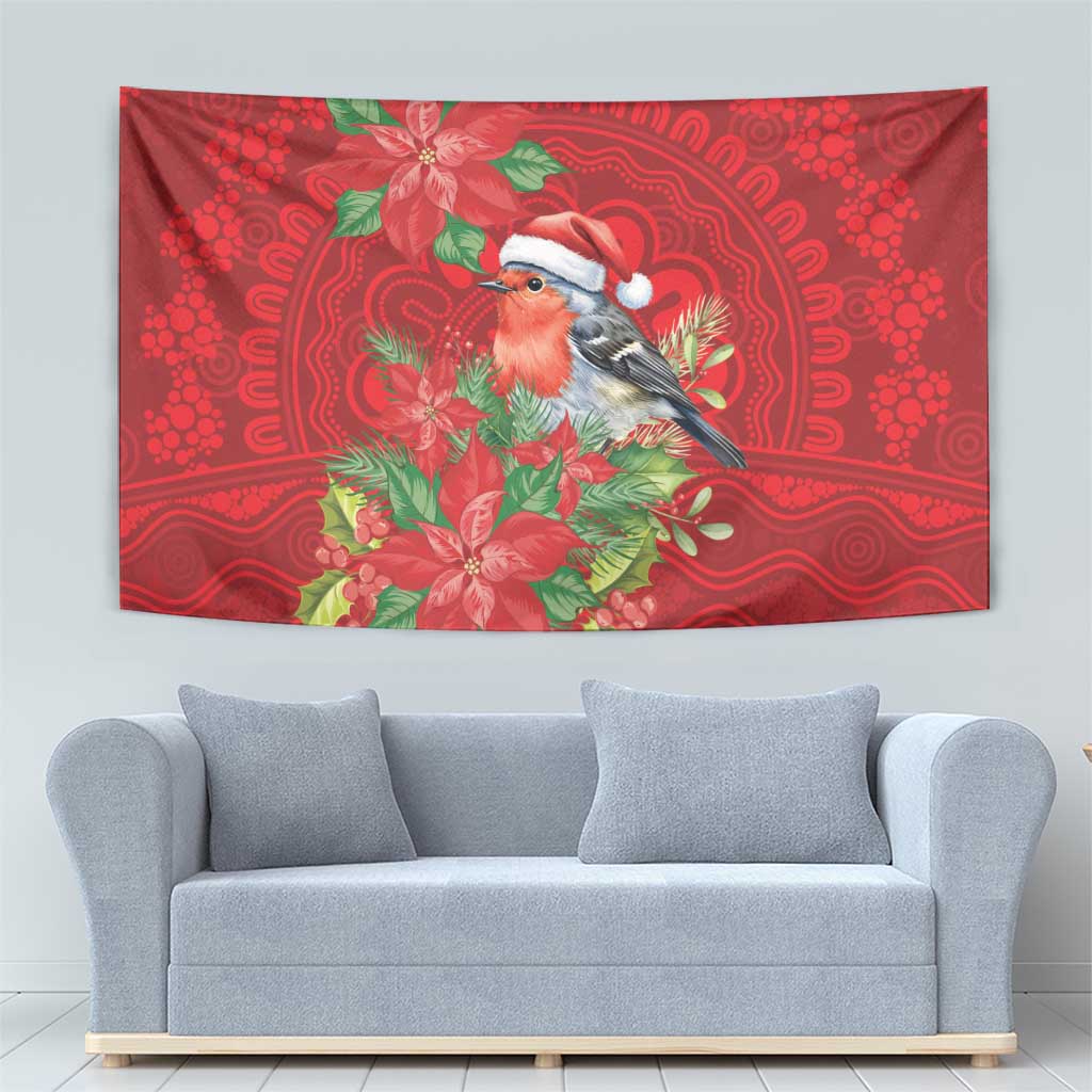 Australian Scarlet Robin Tapestry Aboriginal Inspired Christmas - Aussie Hoodie