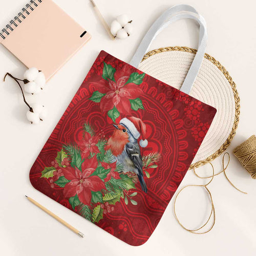 Australian Scarlet Robin Tote Bag Aboriginal Inspired Christmas - Aussie Hoodie