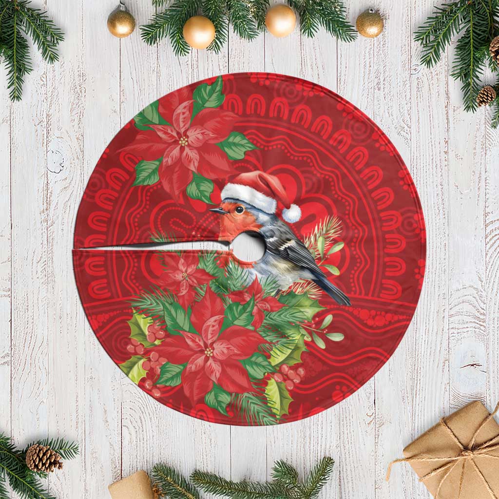 Australian Scarlet Robin Tree Skirt Aboriginal Inspired Christmas - Aussie Hoodie