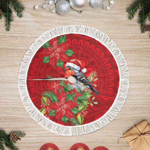 Australian Scarlet Robin Tree Skirt Aboriginal Inspired Christmas - Aussie Hoodie