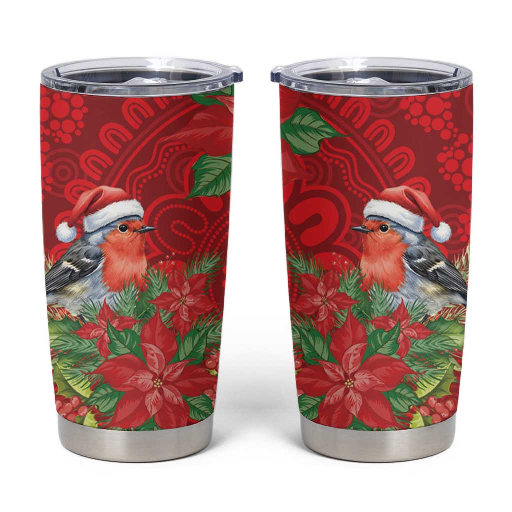 Australian Scarlet Robin Tumbler Cup Aboriginal Inspired Christmas - Aussie Hoodie