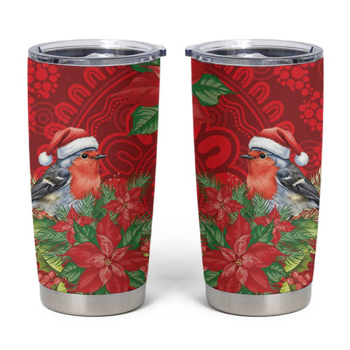 Australian Scarlet Robin Tumbler Cup Aboriginal Inspired Christmas - Aussie Hoodie