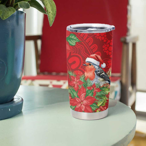 Australian Scarlet Robin Tumbler Cup Aboriginal Inspired Christmas - Aussie Hoodie