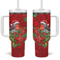 Australian Scarlet Robin Tumbler With Handle Aboriginal Inspired Christmas - Aussie Hoodie