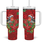 Australian Scarlet Robin Tumbler With Handle Aboriginal Inspired Christmas - Aussie Hoodie