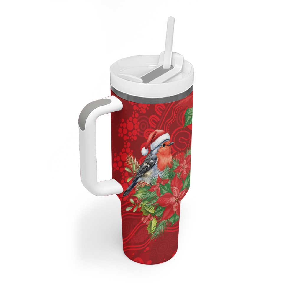 Australian Scarlet Robin Tumbler With Handle Aboriginal Inspired Christmas - Aussie Hoodie
