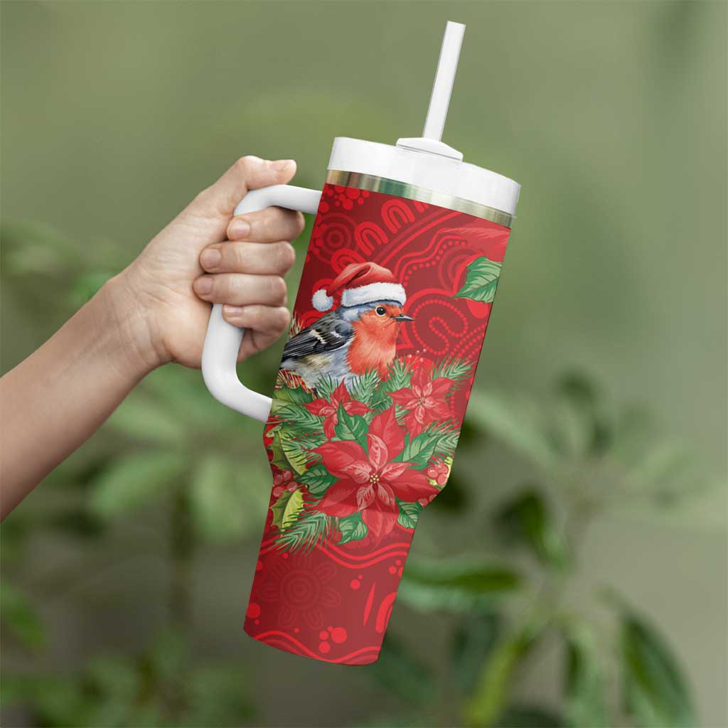 Australian Scarlet Robin Tumbler With Handle Aboriginal Inspired Christmas - Aussie Hoodie