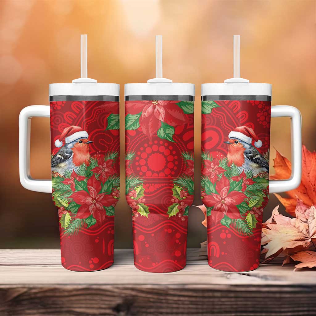 Australian Scarlet Robin Tumbler With Handle Aboriginal Inspired Christmas - Aussie Hoodie