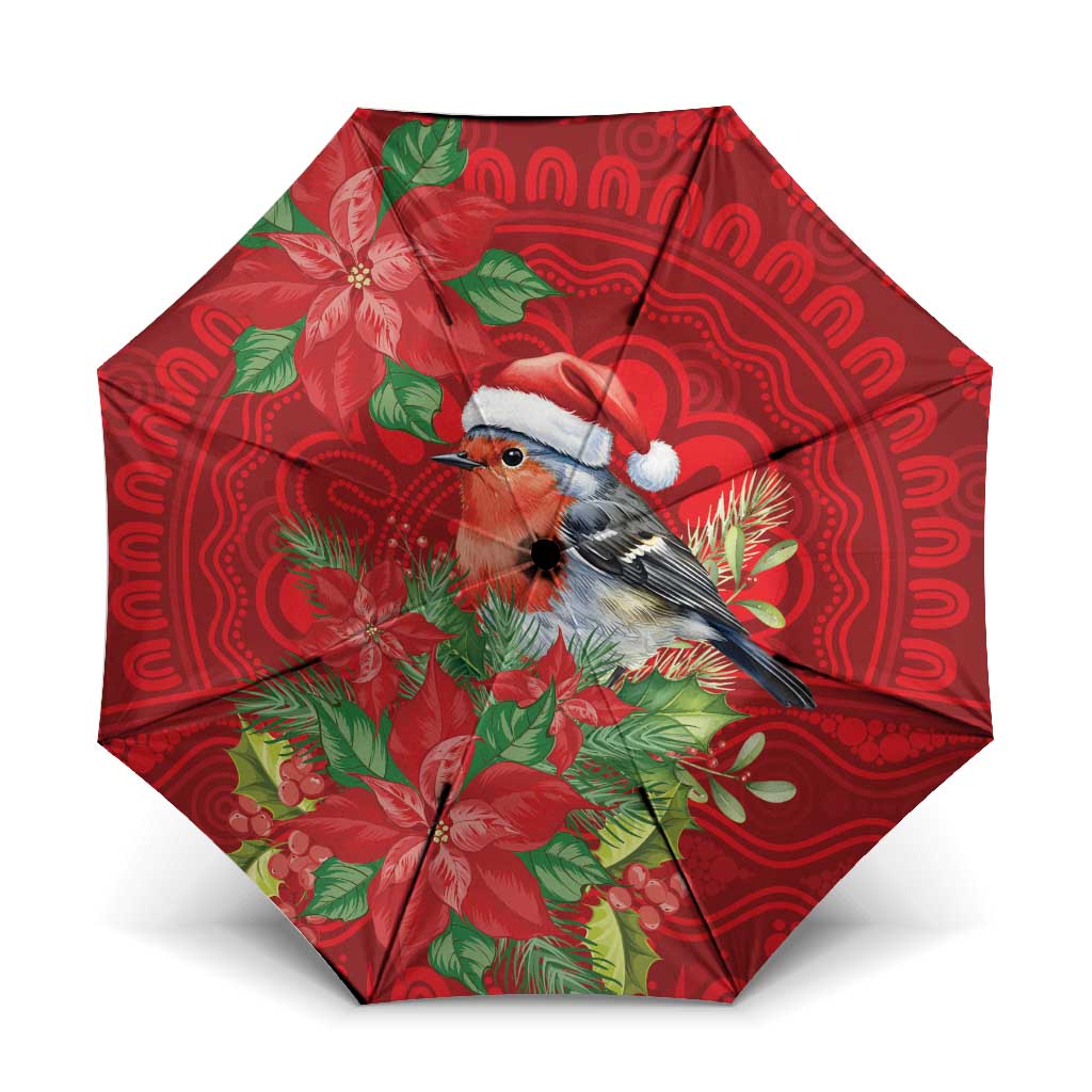 Australian Scarlet Robin Umbrella Aboriginal Inspired Christmas - Aussie Hoodie