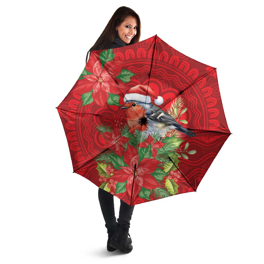 Australian Scarlet Robin Umbrella Aboriginal Inspired Christmas - Aussie Hoodie