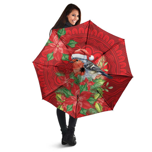 Australian Scarlet Robin Umbrella Aboriginal Inspired Christmas - Aussie Hoodie