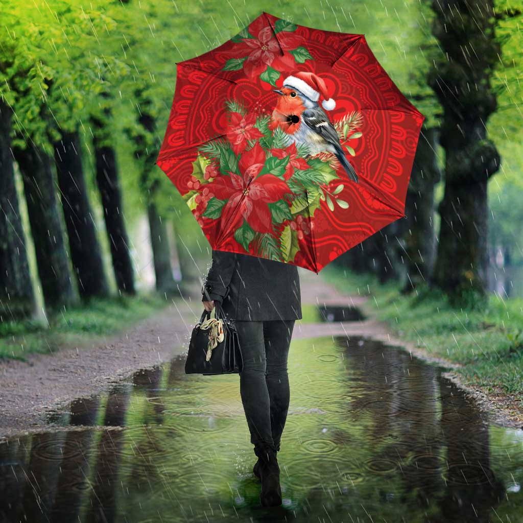 Australian Scarlet Robin Umbrella Aboriginal Inspired Christmas - Aussie Hoodie