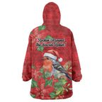 Australian Scarlet Robin Wearable Blanket Hoodie Aboriginal Inspired Christmas - Aussie Hoodie