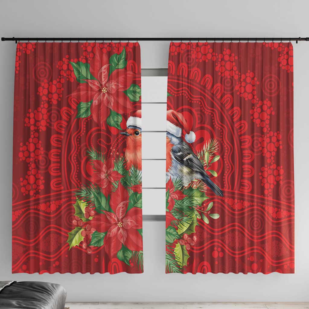 Australian Scarlet Robin Window Curtain Aboriginal Inspired Christmas - Aussie Hoodie