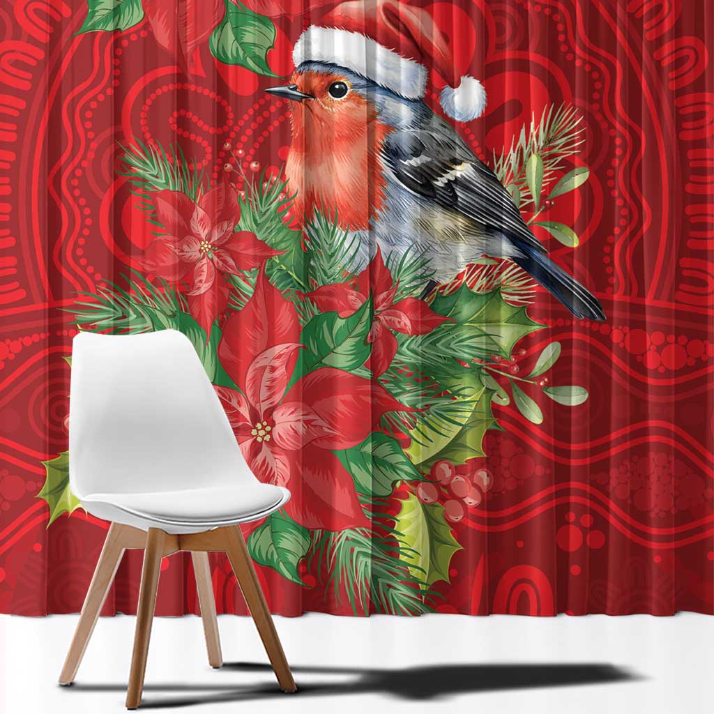 Australian Scarlet Robin Window Curtain Aboriginal Inspired Christmas - Aussie Hoodie