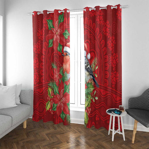 Australian Scarlet Robin Window Curtain Aboriginal Inspired Christmas - Aussie Hoodie