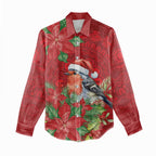 Australian Scarlet Robin Women Casual Shirt Aboriginal Inspired Christmas - Aussie Hoodie