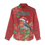 Australian Scarlet Robin Women Casual Shirt Aboriginal Inspired Christmas - Aussie Hoodie