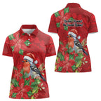 Australian Scarlet Robin Women Polo Shirt Aboriginal Inspired Christmas - Aussie Hoodie
