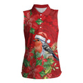 Australian Scarlet Robin Women Sleeveless Polo Shirt Aboriginal Inspired Christmas - Aussie Hoodie