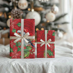 Australian Scarlet Robin Wrapping Paper Aboriginal Inspired Christmas - Aussie Hoodie
