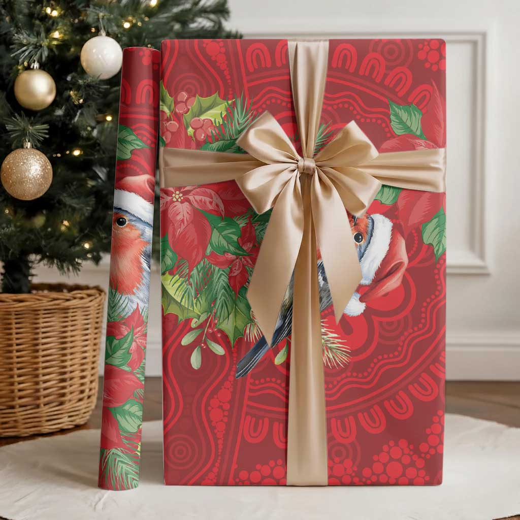 Australian Scarlet Robin Wrapping Paper Aboriginal Inspired Christmas - Aussie Hoodie