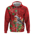 Australian Scarlet Robin Zip Hoodie Aboriginal Inspired Christmas - Aussie Hoodie