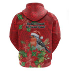 Australian Scarlet Robin Zip Hoodie Aboriginal Inspired Christmas - Aussie Hoodie