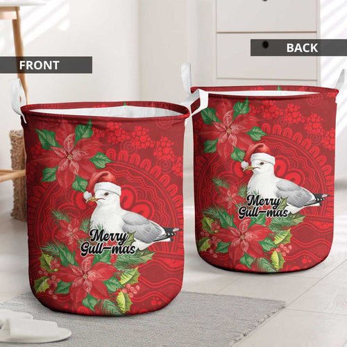 Australian Silver Gull Laundry Basket Aboriginal Inspired Christmas - Aussie Hoodie
