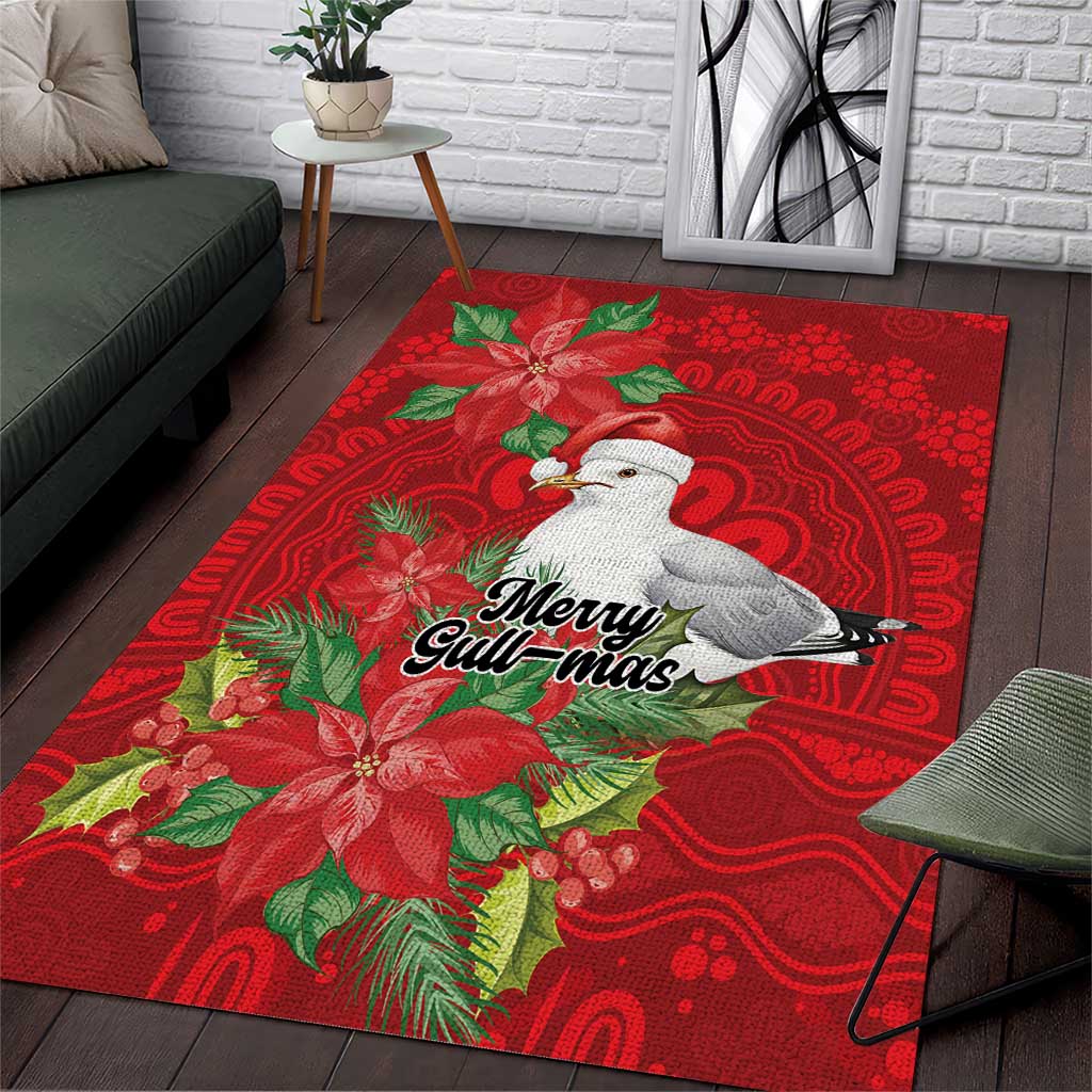 Australian Silver Gull Area Rug Aboriginal Inspired Christmas - Aussie Hoodie