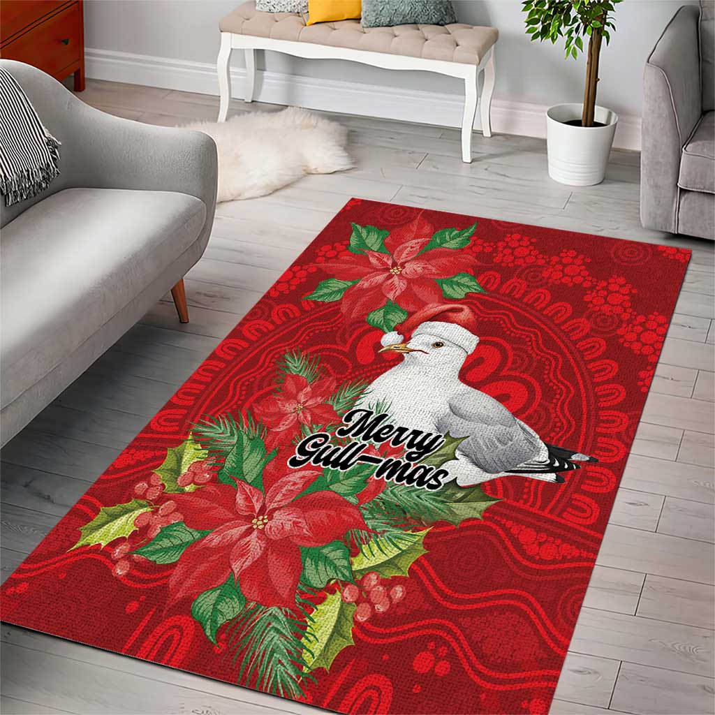 Australian Silver Gull Area Rug Aboriginal Inspired Christmas - Aussie Hoodie