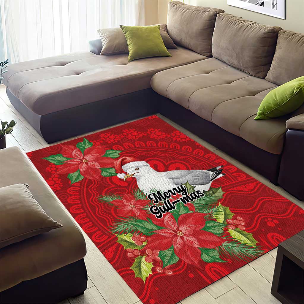 Australian Silver Gull Area Rug Aboriginal Inspired Christmas - Aussie Hoodie