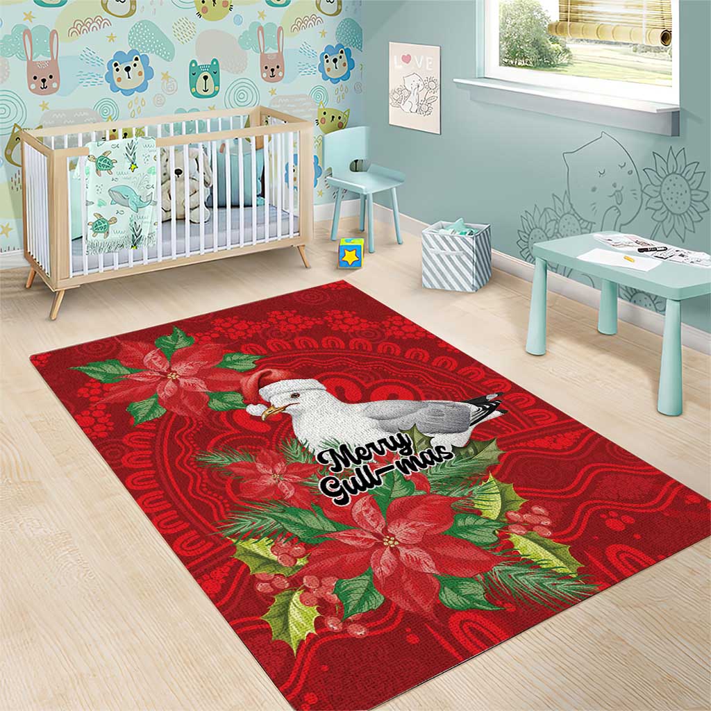 Australian Silver Gull Area Rug Aboriginal Inspired Christmas - Aussie Hoodie