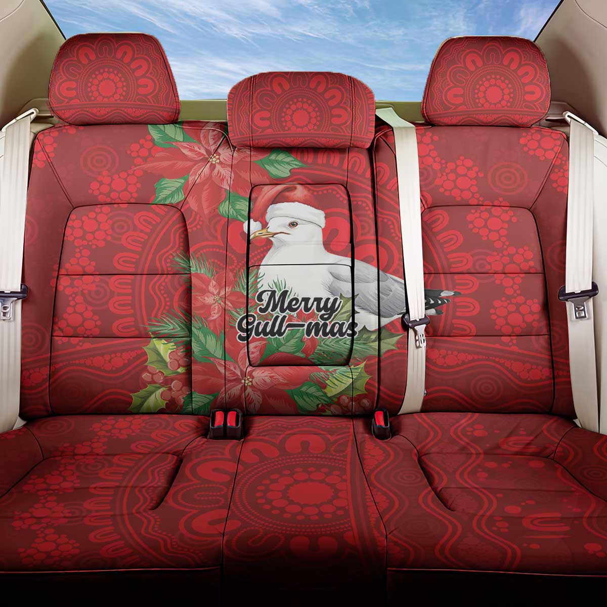 Australian Silver Gull Back Car Seat Cover Aboriginal Inspired Christmas - Aussie Hoodie