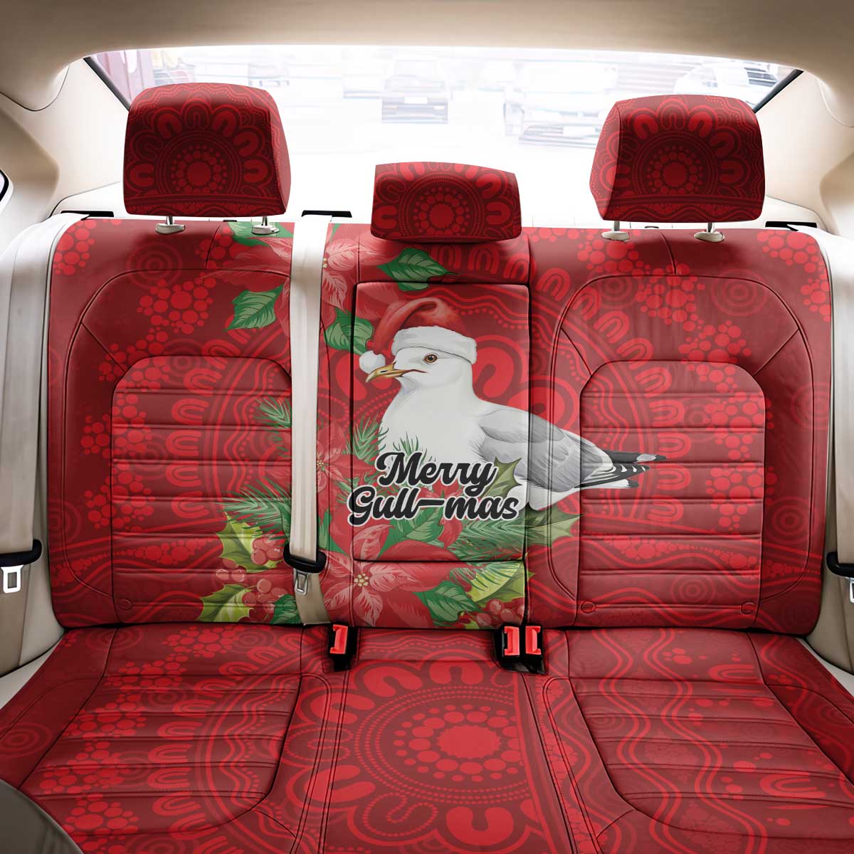 Australian Silver Gull Back Car Seat Cover Aboriginal Inspired Christmas - Aussie Hoodie