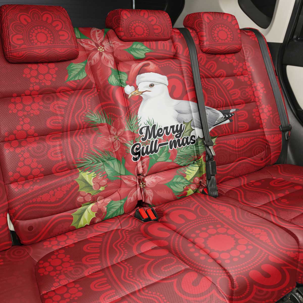 Australian Silver Gull Back Car Seat Cover Aboriginal Inspired Christmas - Aussie Hoodie