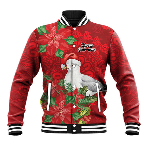 Australian Silver Gull Baseball Jacket Aboriginal Inspired Christmas - Aussie Hoodie