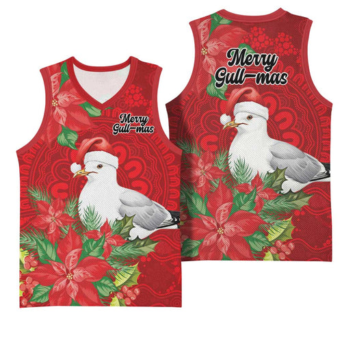 Australian Silver Gull Basketball Jersey Aboriginal Inspired Christmas - Aussie Hoodie