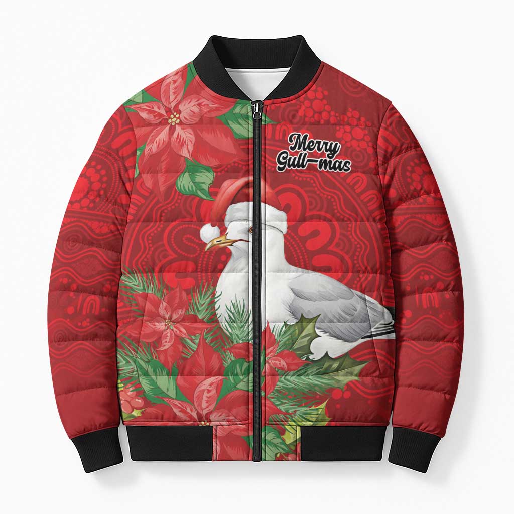 Australian Silver Gull Bomber Puffer Jacket Aboriginal Inspired Christmas - Aussie Hoodie