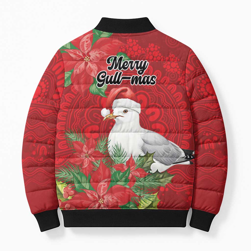 Australian Silver Gull Bomber Puffer Jacket Aboriginal Inspired Christmas - Aussie Hoodie