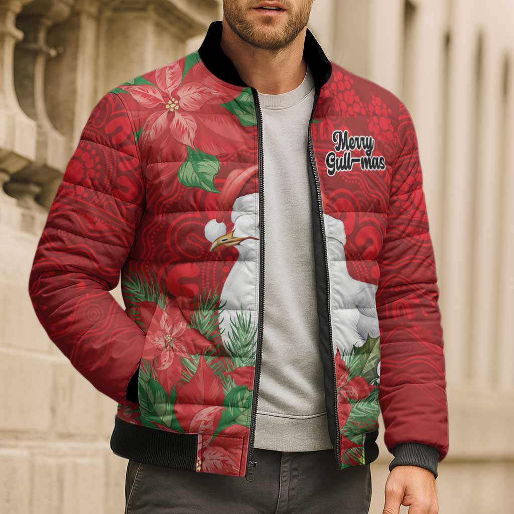 Australian Silver Gull Bomber Puffer Jacket Aboriginal Inspired Christmas - Aussie Hoodie