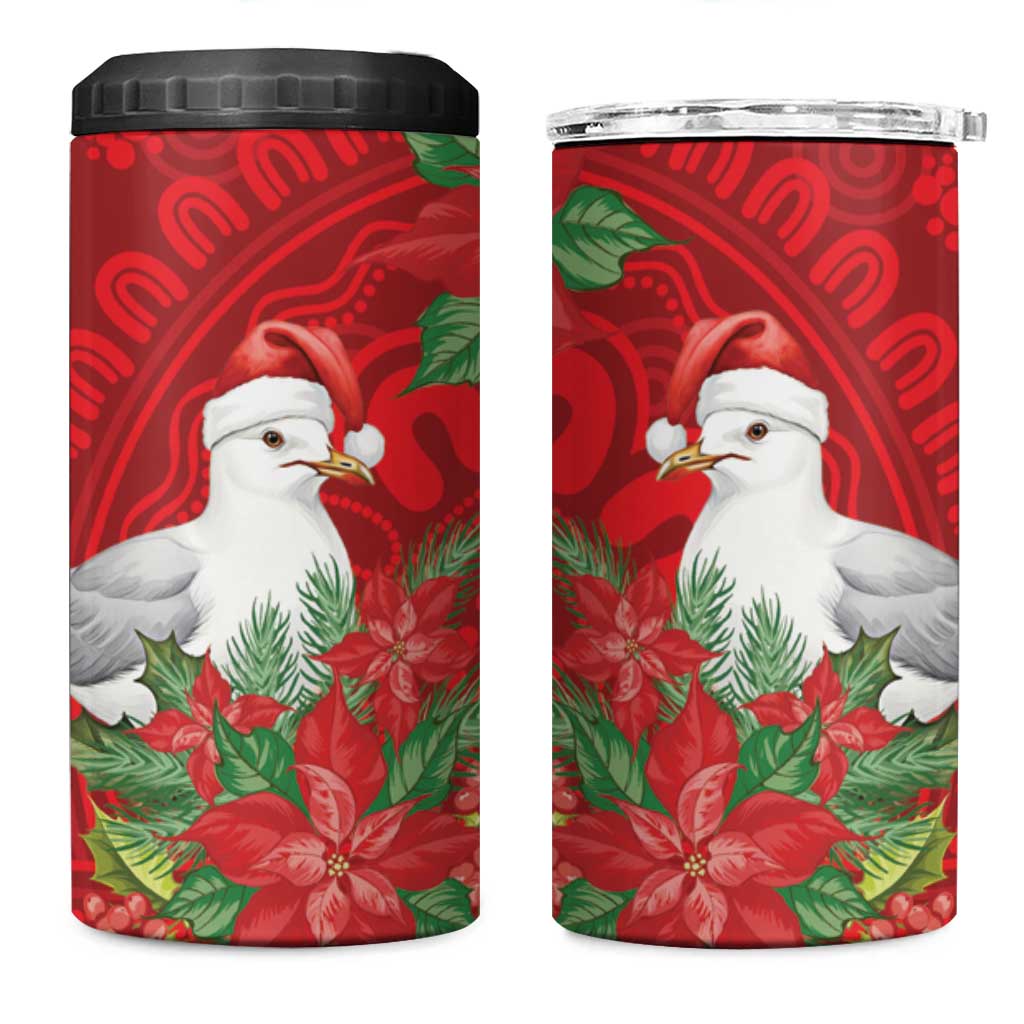 Australian Silver Gull 4 in 1 Can Cooler Tumbler Aboriginal Inspired Christmas - Aussie Hoodie