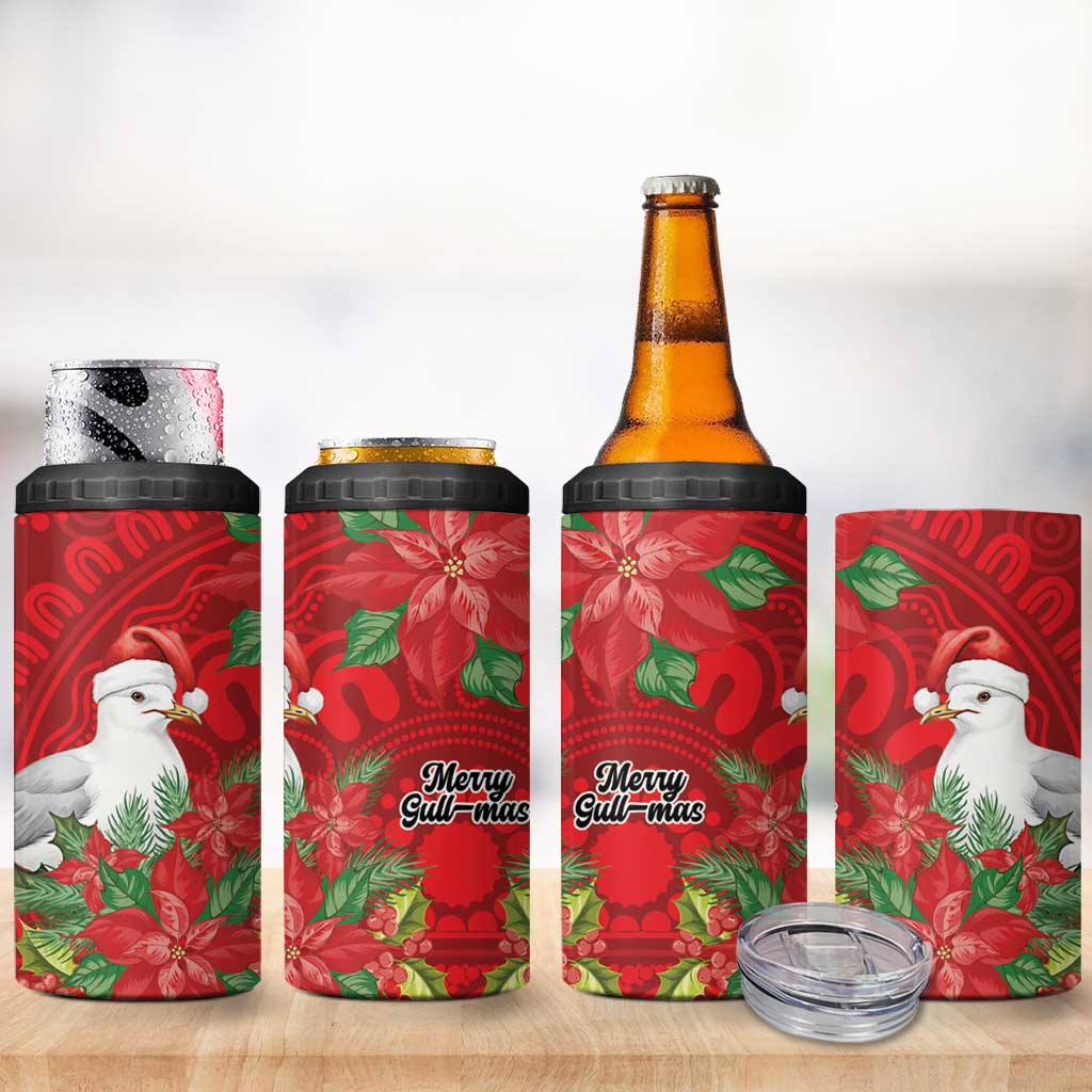 Australian Silver Gull 4 in 1 Can Cooler Tumbler Aboriginal Inspired Christmas - Aussie Hoodie